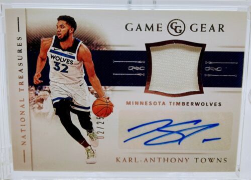 2018-19 National Treasures Game Gear Autographs- Karl Anthony Towns /25