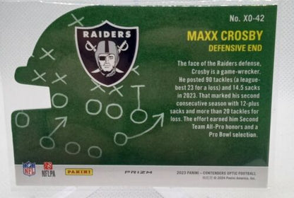 Maxx Crosby 2023 Contenders Optic X's And O's Silver Prizm Las Vegas Raiders