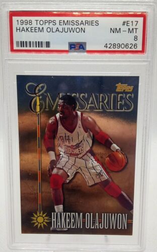 1998-99 TOPPS EMISSARIES HAKEEM OLAJUWON #E17 PSA 8