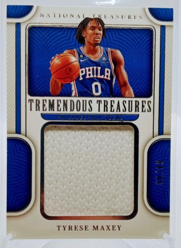 2022-23 TYRESE MAXEY NATIONAL TREASURES GAME WORN PATCH TREMENDOUS /99 #TT-TYM