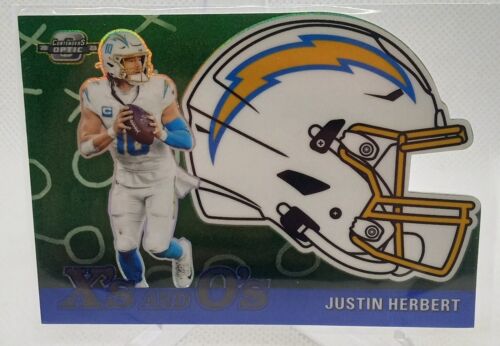 2023 Contenders Optic Justin Herbert X’s And O’s Die Cut Blue Prizm /99 Chargers