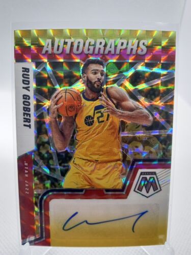 2021-22 Mosaic Choice Red & Yellow Fusion Prizm #AM-RGG Rudy Gobert Auto