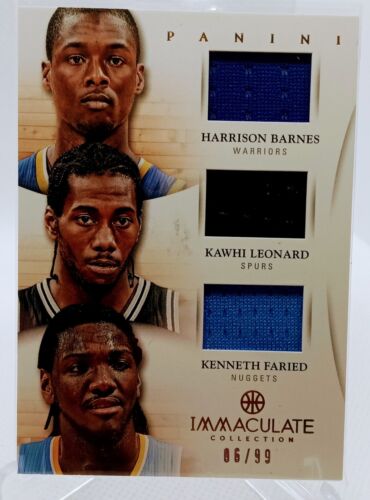 2012-13 Immaculate Triple Rookie Patches - Kawhi Leonard, Barnes, Faried /99