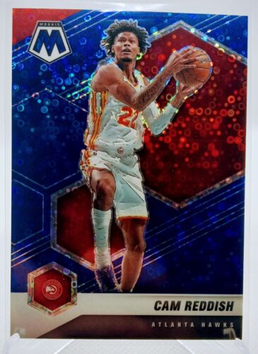 2020-21 Mosaic Blue Disco Prizm- Cam Reddish /85 Atlanta Hawks! RARE!