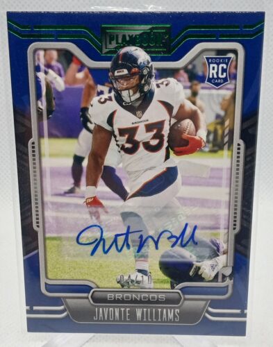 2022 Panini Playbook JAVONTE WILLIAMS Rookie Auto Emerald /10 Broncos RC #115 SP