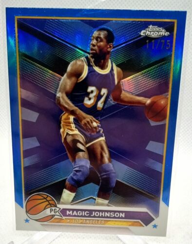 MAGIC JOHNSON 2023-24 TOPPS CHROME BLUE REFRACTOR CARD SP # /75 *LAKERS*