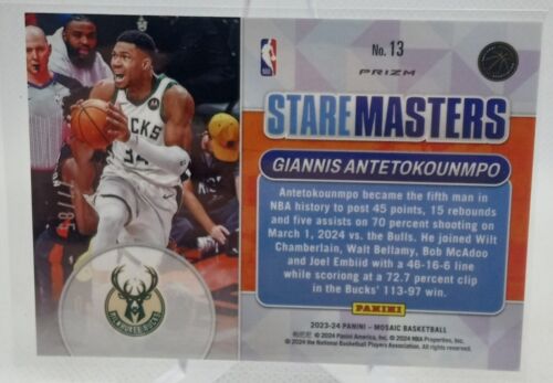 2023-24 Panini Mosaic Giannis Antetokounmpo Stare Masters Blue Fast Break # /85