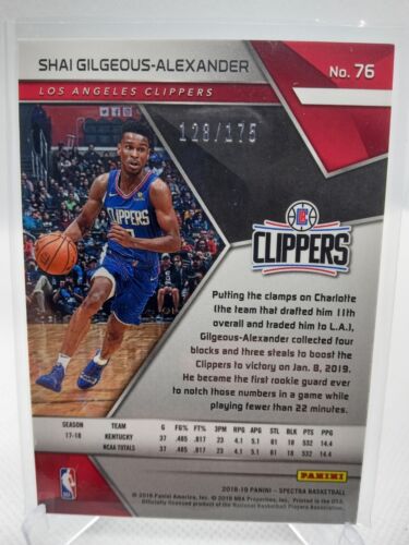 2018-19 Spectra Base Rookie- Shai Gilgeous Alexander /175 Clippers, Thunder!