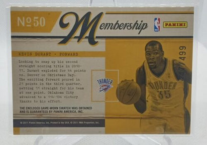 2010-11 Panini Classics Classic Membership Materials Patch /499 Kevin Durant