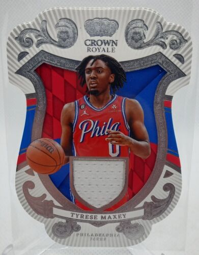 2023-24 TYRESE MAXEY JERSEY PANINI CROWN ROYALE DIE-CUT COAT OF ARMS PATCH