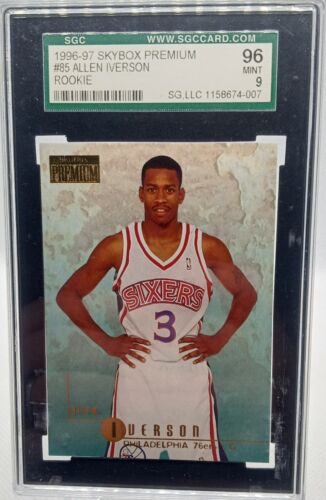 1996-97 Skybox Premium Allen Iverson Rookie RC #85 SGC 9 76ers (Old Label)