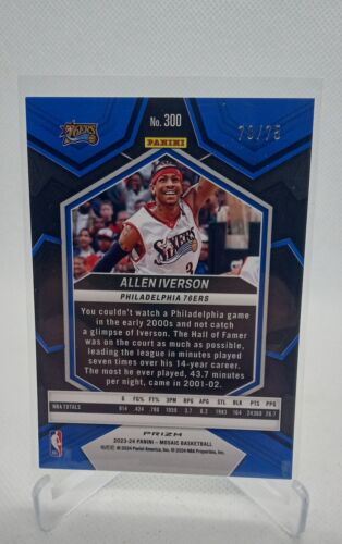 Allen Iverson 2023-24 Panini Mosaic NBA Greats Green Teal  Prizm /75