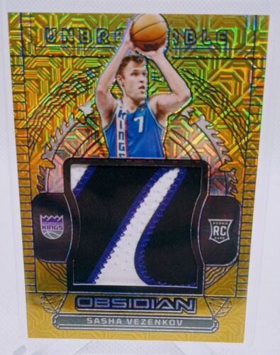 2023-24 Obsidian Unbreakable Gold Prizm Rookie Jumbo Patch Sasha Vezenkov /10