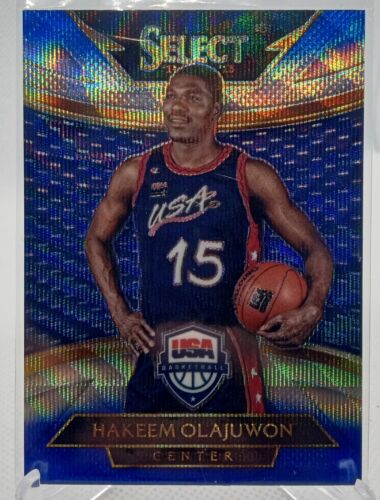 2014-15 Select Courtside Team USA Blue And Silver Wave Prizm- Hakeem Olajuwon