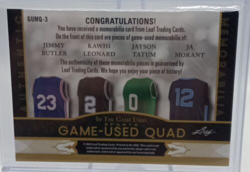 Jayson Tatum Ja Morant Butler Leonard 2024 Leaf In The Game Game Used Quad #1/1