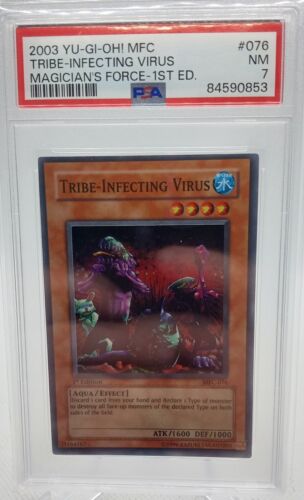 TRIBE-INFECTING VIRUS 2003 YU-GI-OH MAGICIAN'S FORCE 1ST EDITION PSA 7