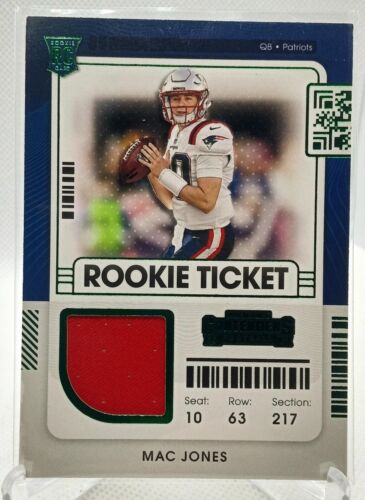 2021 Panini Contenders Mac Jones Green Foil Rookie Ticket Patch RC #RTS-MJO Pats