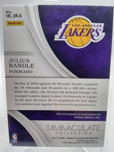 2015-16 Immaculate Ink Auto- Julius Randle /99 Lakers, Knicks! Rare!