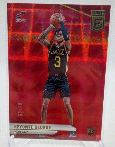 F859 KEYONTE GEORGE RC 2023-24 ELITE RED HYPER REFRACTOR /88 #221 UTAH JAZZ