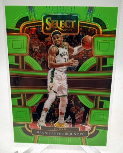 GIANNIS ANTETOKOUNMPO 2023-24 PANINI SELECT NEON GREEN PRIZM CONCOURSE #/75