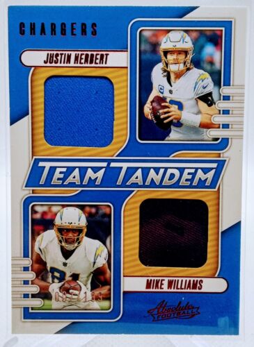 2023 Absolute Justin Herbert Mike Williams Team Tandem Ruby Dual Patch #/199