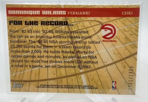 2006-07 Topps Full Court Court Records Silver DOMINIQUE WILKINS #’d /1499