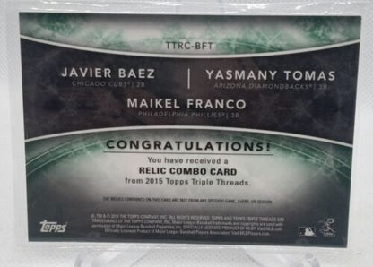 2015 Topps Triple Threads 2015 Rookies Emerald Patch /18 Javier Baez, Franco +