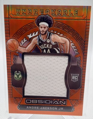 2023-24 Obsidian Andre Jackson Jr Unbreakable Orange Flood Jumbo Patch RC /99