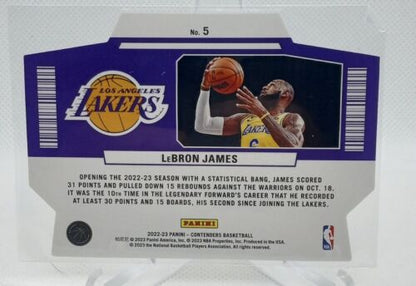 2022-23 Panini Contenders Superstar Die-Cuts #5 LeBron James Los Angeles Lakers