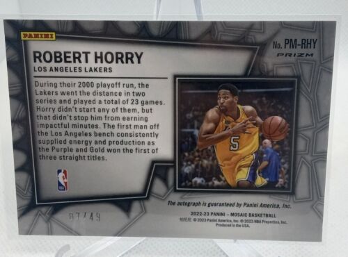 ROBERT HORRY  2022-23 Panini Mosaic Pictographs Blue Prizm Auto /49 Rare Lakers