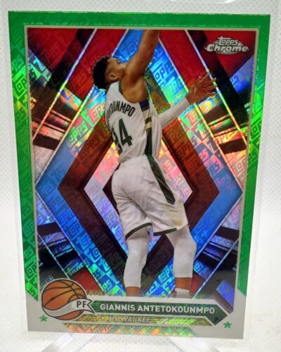 2023-24 Topps Chrome Giannis Antetokounmpo Green Logo Refractor #15