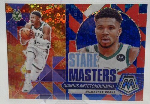 2023-24 Panini Mosaic Giannis Antetokounmpo Stare Masters Blue Fast Break # /85