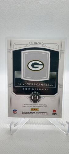 2022 National Treasures Framed Fabric Holo Silver Patch De'Vondre Campbell /25