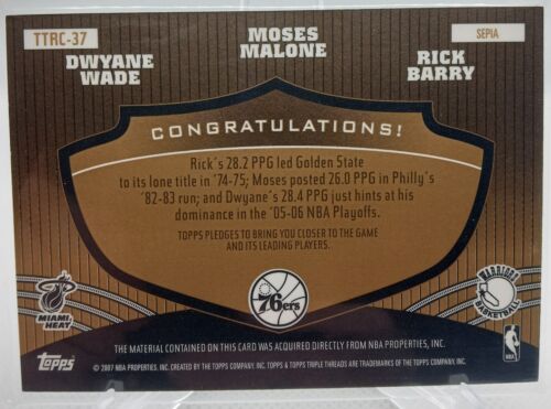 2006-07 Triple Threads Gold Finals MVP Patches - Dwyane Wade, Malone, Barry /27