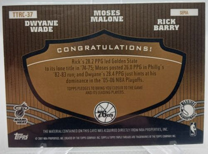 2006-07 Triple Threads Gold Finals MVP Patches - Dwyane Wade, Malone, Barry /27