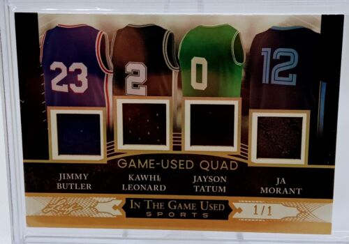 Jayson Tatum Ja Morant Butler Leonard 2024 Leaf In The Game Game Used Quad #1/1