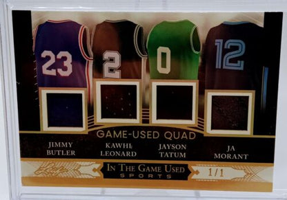 Jayson Tatum Ja Morant Butler Leonard 2024 Leaf In The Game Game Used Quad #1/1