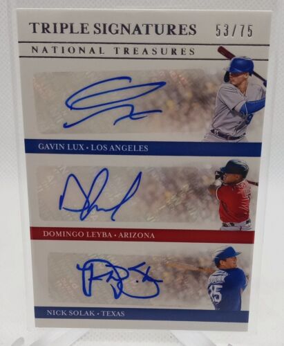 2020 National Treasures Gavin Lux/Leyba/Nick Solak Triple Auto SP /75 Signatures