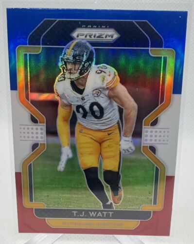 2021 Panini Prizm T.J. Watt Red White Blue Prizm #255 Pittsburgh Steelers