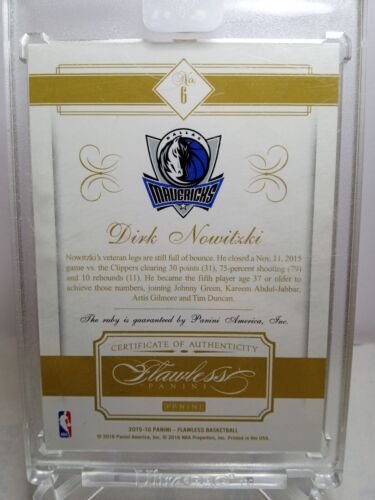 2015-16 Flawless Diamonds Ruby - Dirk Nowitzki /15 Dallas Mavericks - Rare