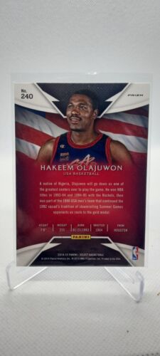 2014-15 Select Courtside Team USA Blue And Silver Wave Prizm- Hakeem Olajuwon