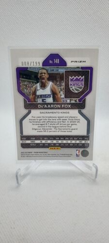 2021-22 Panini Prizm Blue Prizm #148 De'Aaron Fox /199