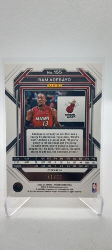 2022-23 Panini Prizm Bam Adebayo ORANGE Prizm Card SP #/60 Heat Star!