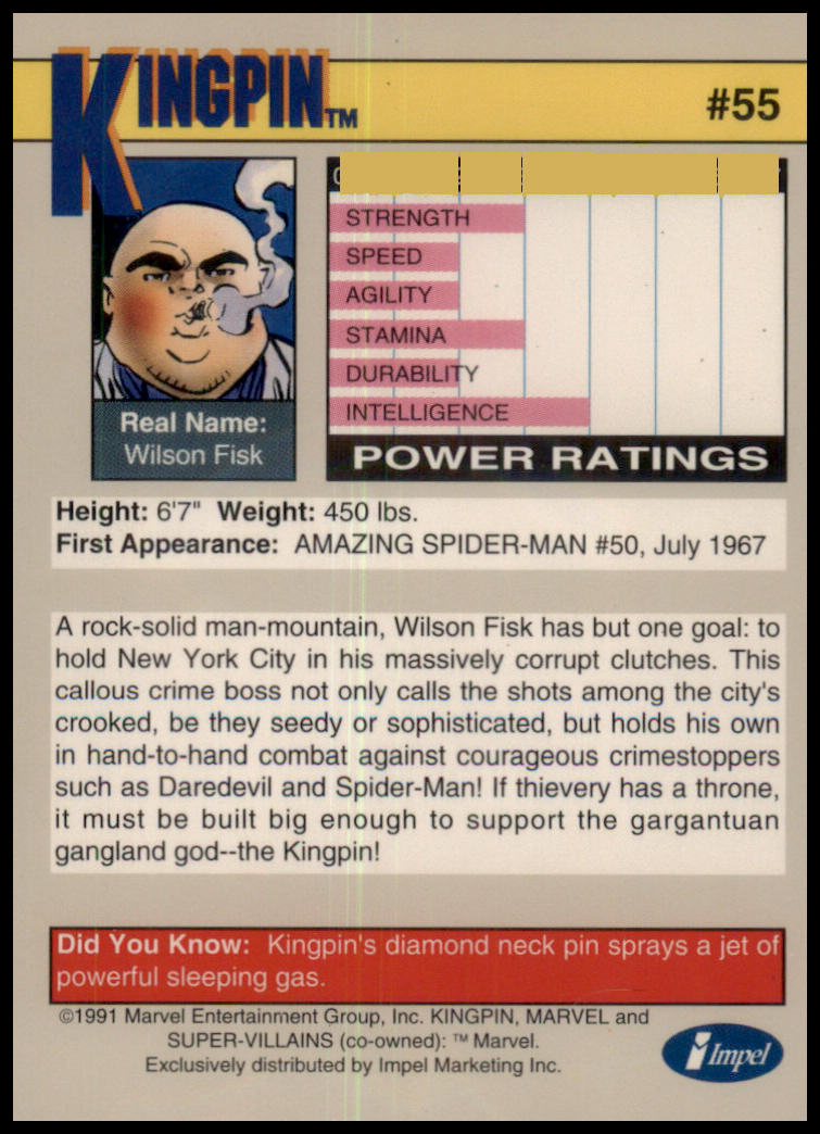 1991 Impel Marvel Universe II #55 Kingpin