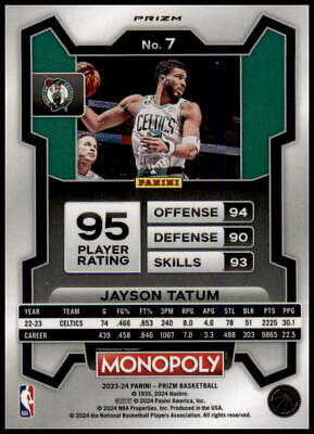 2023-24 Panini Prizm Monopoly #7 Jayson Tatum Purple