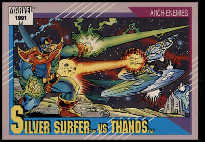 1991 Impel Marvel Universe II #113 Silver Surfer vs. Thanos