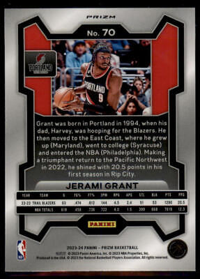 2023-24 Panini Prizm #70 Jerami Grant Prizms Red Ice