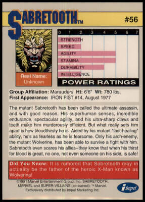 1991 Impel Marvel Universe II #56 Sabretooth