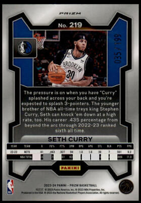 2023-24 Panini Prizm #219 Seth Curry Prizms Blue #/199