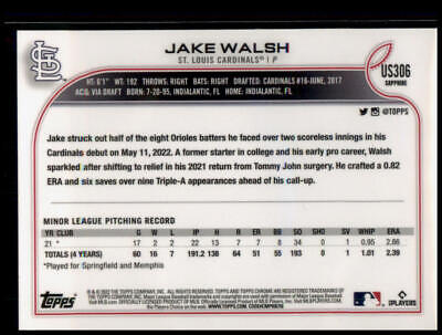 2022 Topps Chrome Update Sapphire Edition #US306 Jake Walsh Rookie